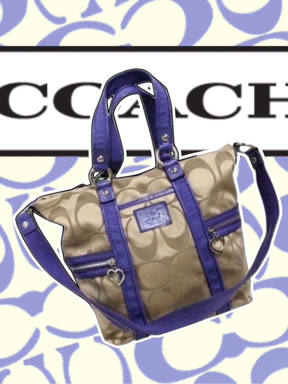 💜Certified Authentic💜 Coach Poppy Daisy Signature Tote Purple / Khaki EUC